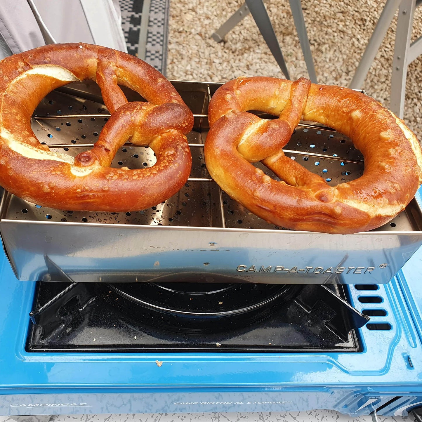 CAMP-A-TOASTER® Stainless Steel • Single Piece • Best 2-Slice Camping Toaster for Gas Stoves