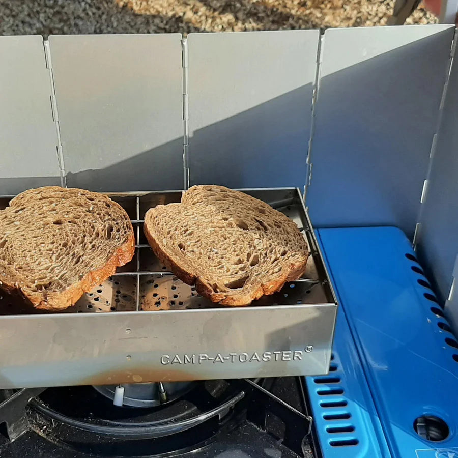 CAMP-A-TOASTER® Stainless Steel • Single Piece • Best 2-Slice Camping Toaster for Gas Stoves