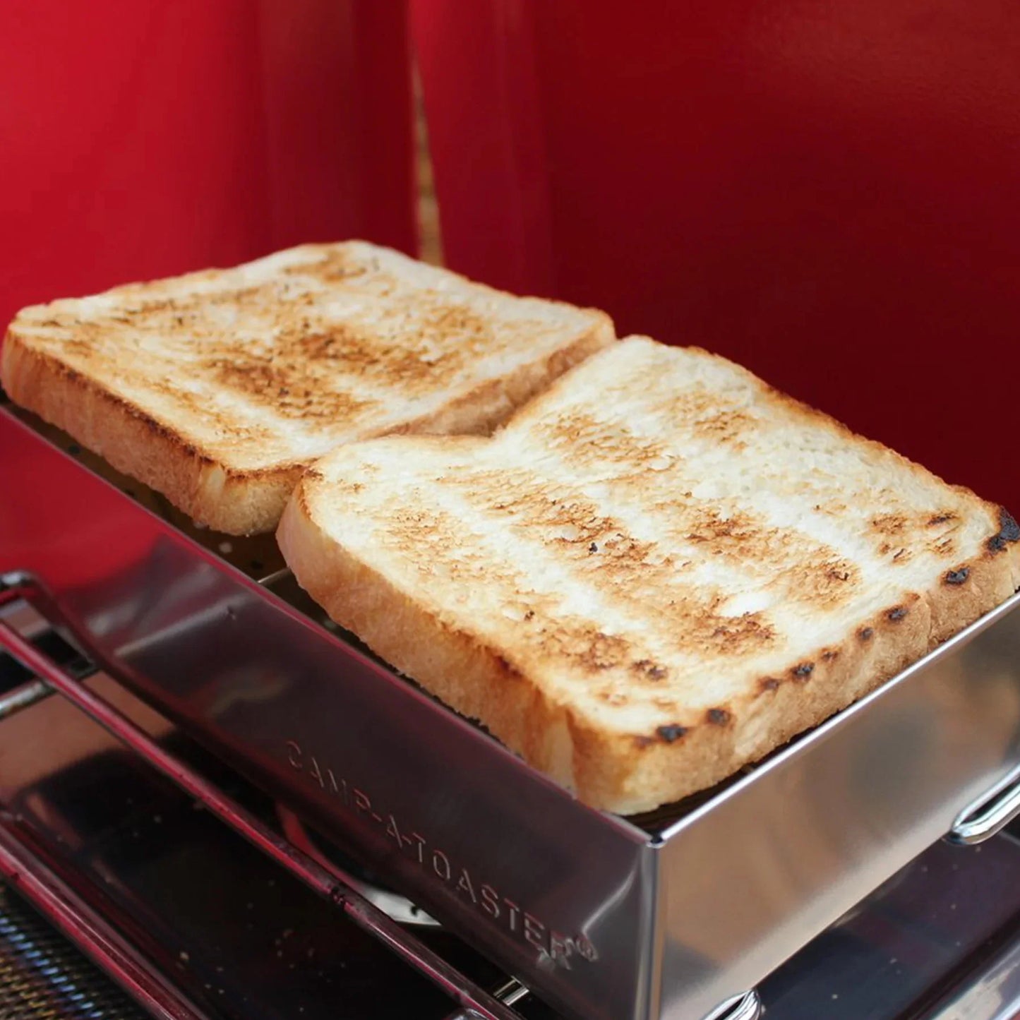 CAMP-A-TOASTER® Stainless Steel • Single Piece • Best 2-Slice Camping Toaster for Gas Stoves