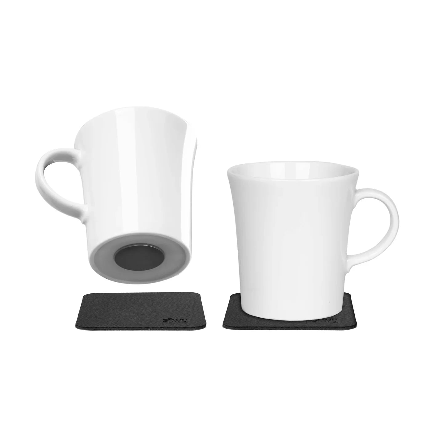 Two White Print-Free Porcelain Mugs