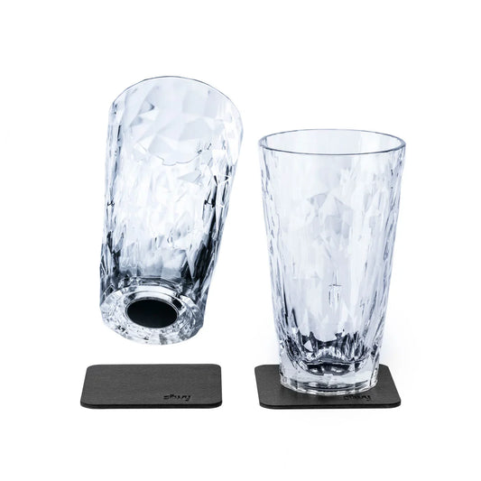 Two Clear Magnetic Drinking Glasses