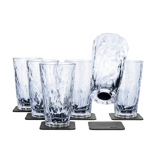 Six Clear Magnetic Drinking Plastic Glasses