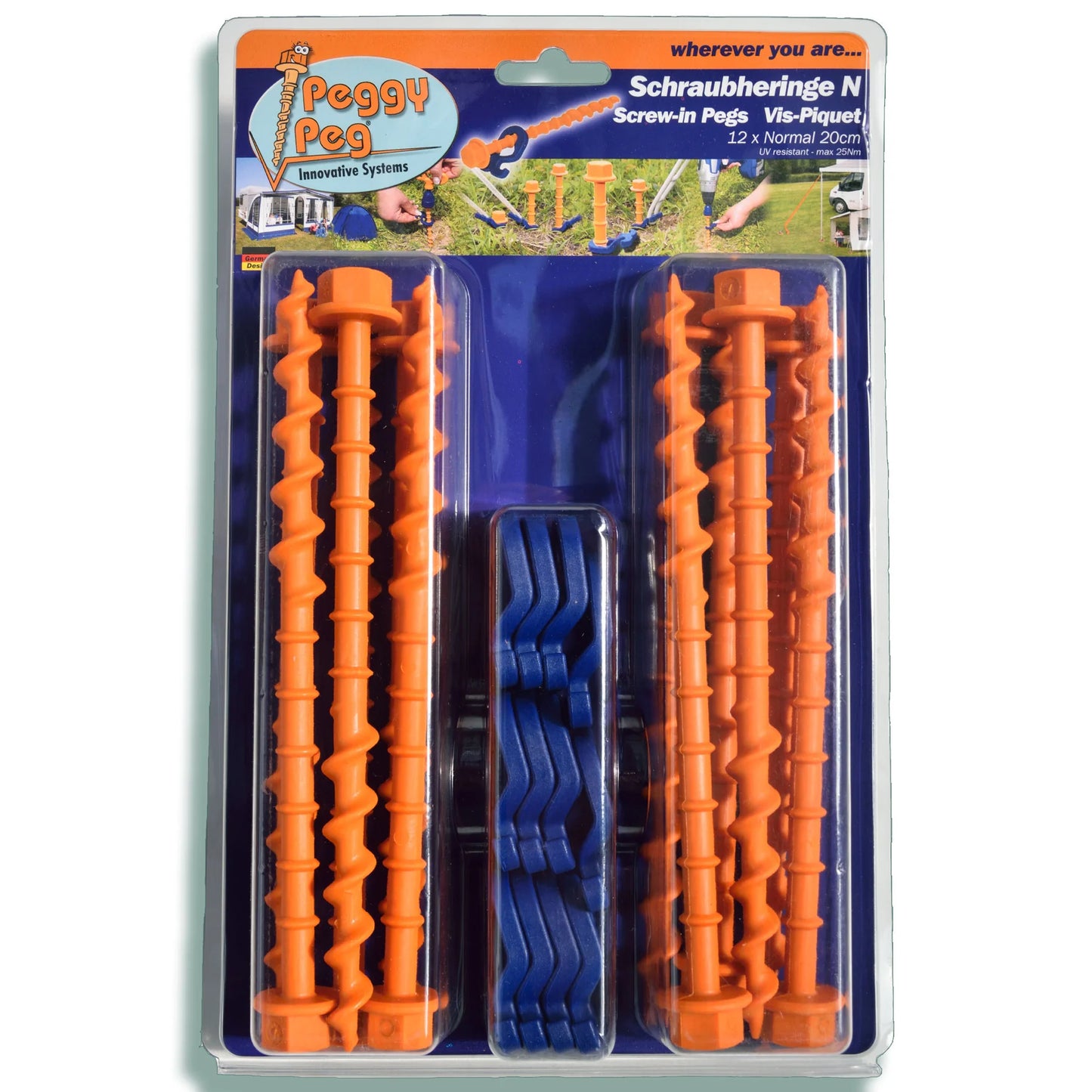 Screw Peg Normal (N) 20cm • 12-pack (PP02) • Tarps, tents, awnings, gazebos etc.