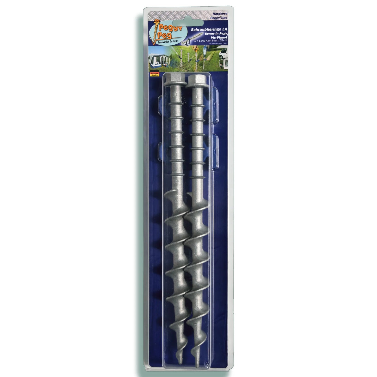 Schraubhering Long Aluminium (LA) 31cm • 2er-Pack (PP13) • Hochbelastbare große Schraubheringe für sandigen / kiesigen Untergrund