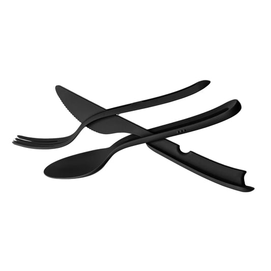 Black Plastic Cutlery Set for 1 Person