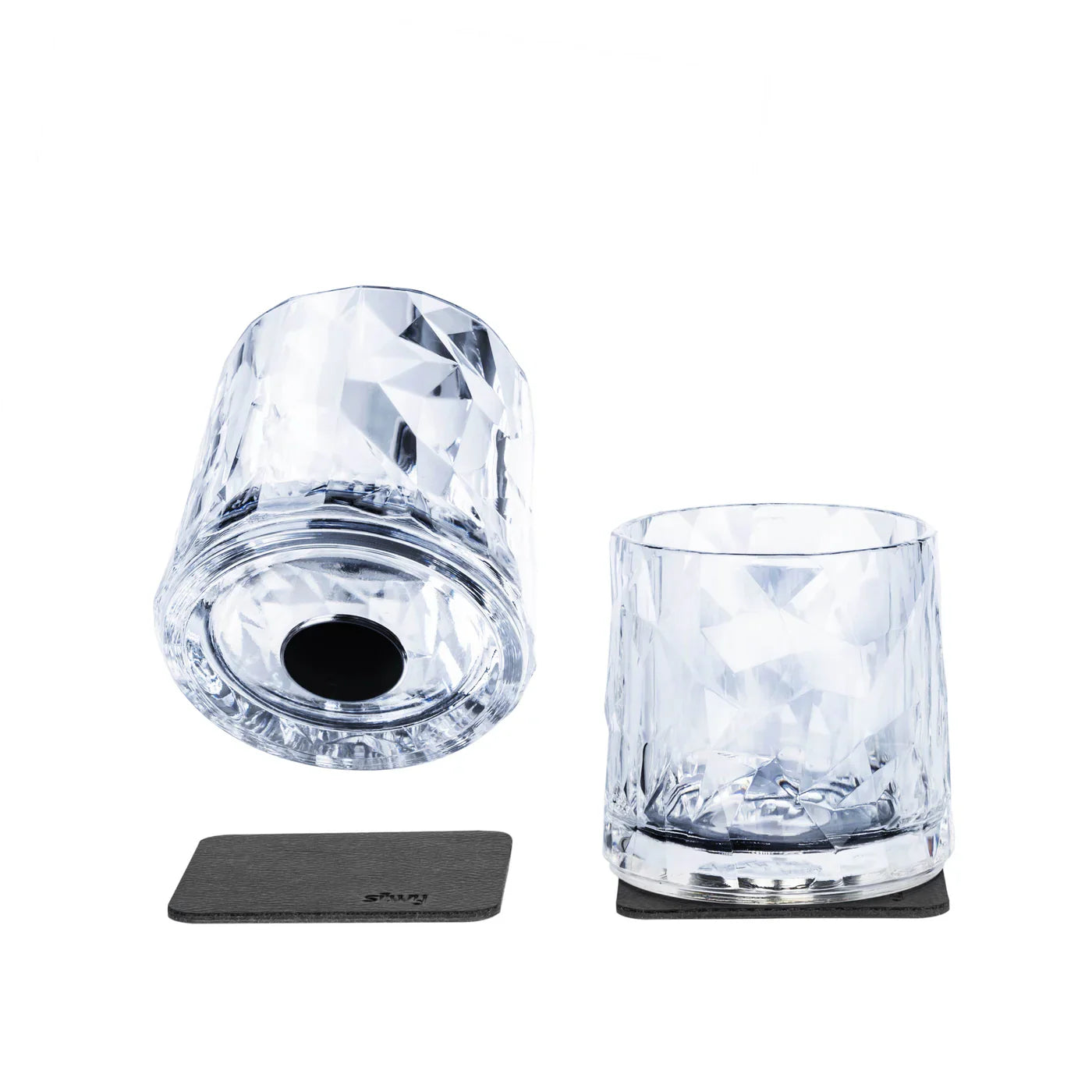 Two Transparent Magnetic Drinking Tumbler Glasses