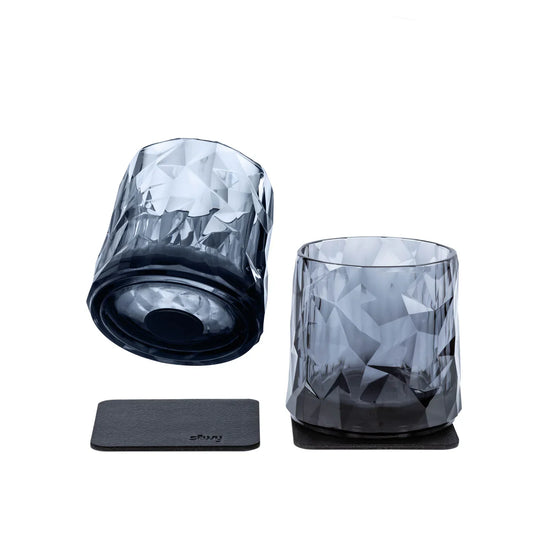 Two Grey Magnetic Drinking Tumbler Glasses