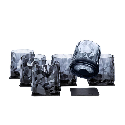 Six Grey Magnetic Drinking Tumbler Glasses