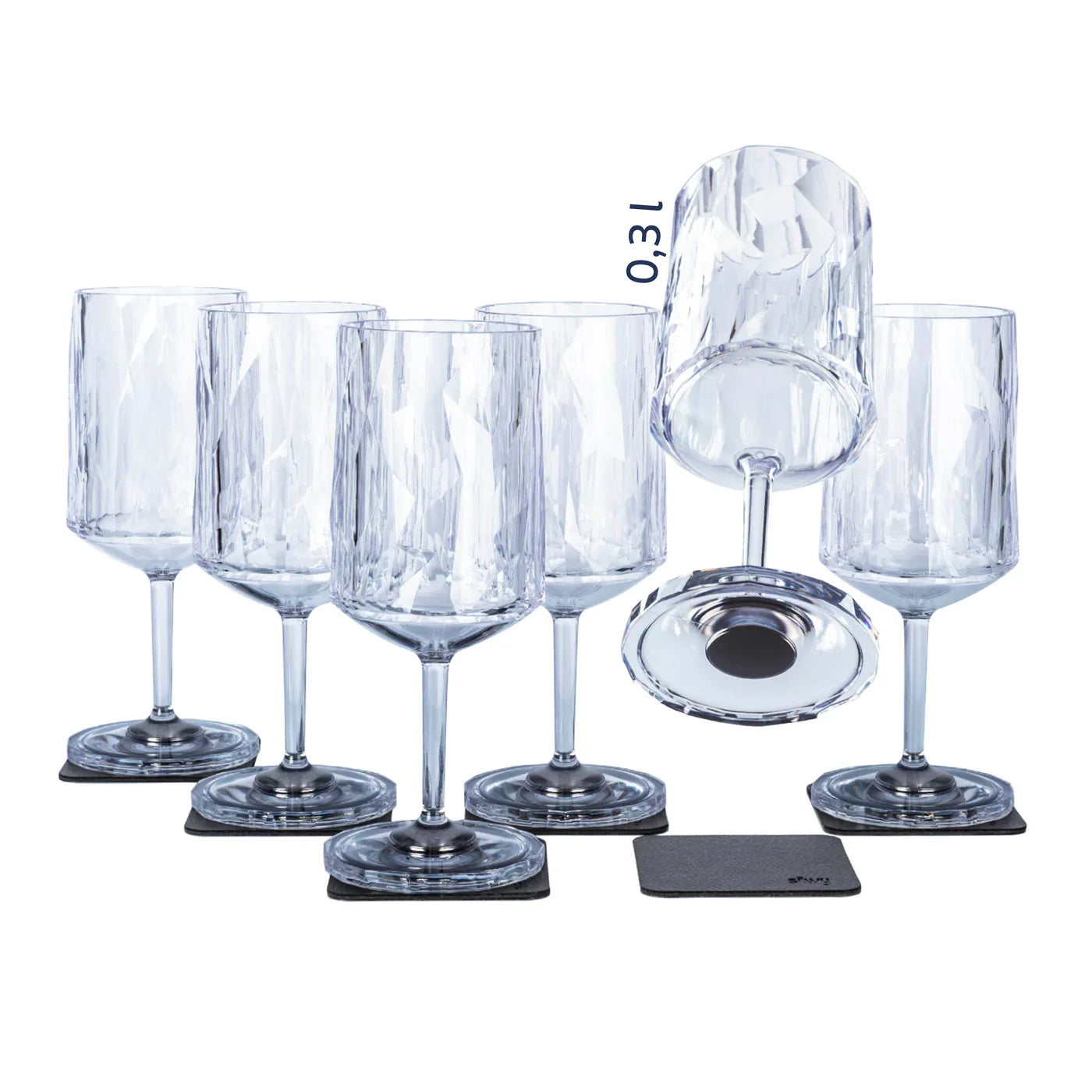 Six Transparent Magnetic Drinking Wine Glasses 0.3 l