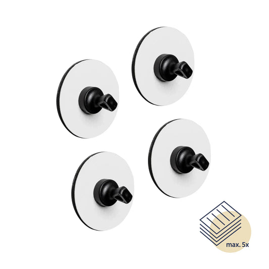 Four Black Magnetic Pins with White Pads